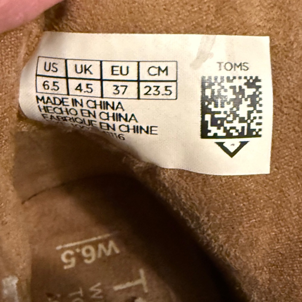 Toms Majorca Peep Toe Booties Suede‎ Leather Ankle Boots Heeled Tan Sz 6.5 - Picture 8 of 8